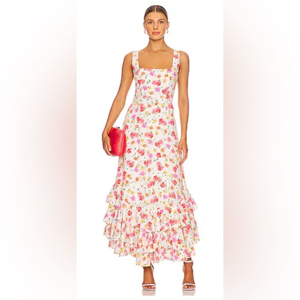 Yumi Kim Blanca Dress in Bright Future Ivory Pink‎ Floral Ruffles Sz XS Spring